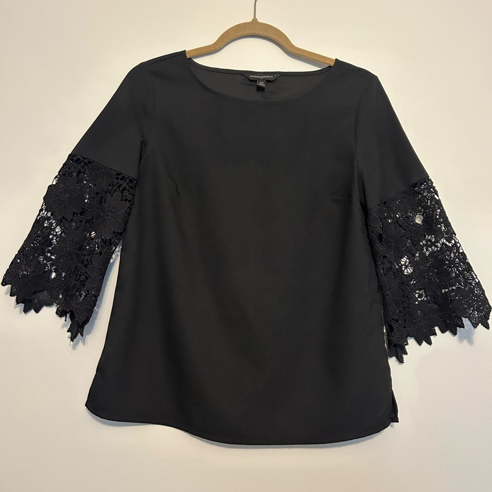 Elegant Black Lace Sleeve Top